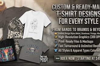do modern, vintage t shirt designs with print ready files