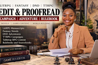 edit proofread litrpg fantasy dnd ttrpg tabletop  content for campaign adventure
