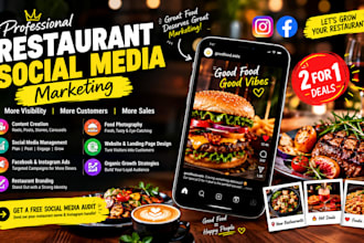 your restaurant, food catering, cafe, coffee social media marketing manager