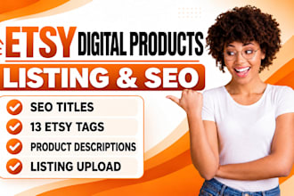 create etsy digital product listings SEO titles tags and product description