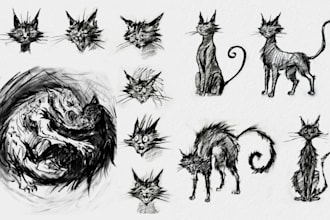 create a hand drawn charcoal illustration for your story or project