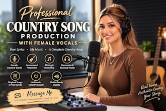 record country music, female country vocals, and full country song production