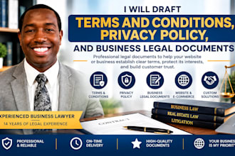 draft terms and conditions, privacy policy, and business legal documents