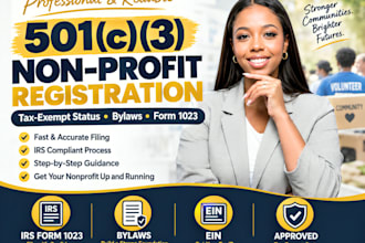 file your 501c3, non profit registration, tax exempt, bylaws