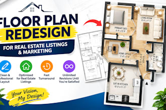 redesign floor plans for real estate listings and marketing
