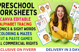 create printable preschool worksheets for etsy sellers