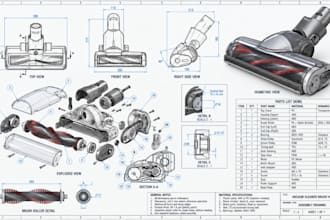 create patent drawings for mechanical devices and machine inventions