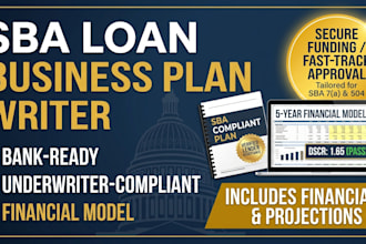 write an sba loan business plan with financial model for bank loan approval