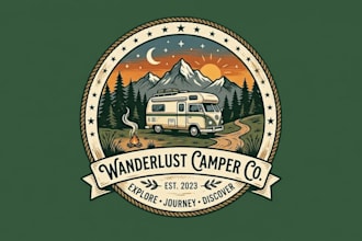 make high quality and beautiful camper logo design