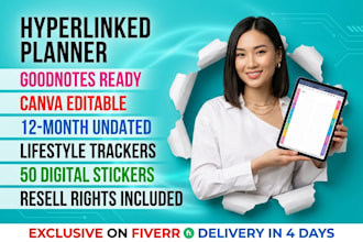 design a hyperlinked digital planner template for etsy