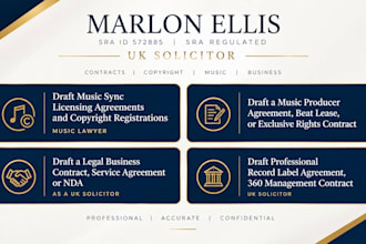 draft music sync licensing agreements and copyright registrations a UK solicitor