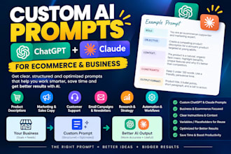 create optimized chatgpt and claude prompts for ecommerce and business