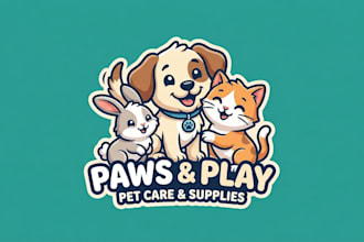 design cute cartoon pet, dog, cat or animal mascot logo