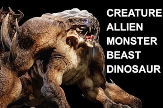 do 3d mythological creature, beast, alien, monster for game