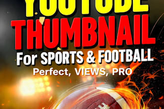 design eye catching youtube thumbnail for sports and football