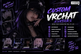 create a custom vrchat avatar, 3d model, and character