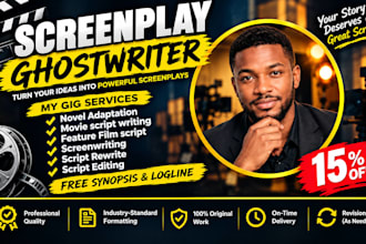 write a short film script screenplay, movie script, edit and screenplay rewrite