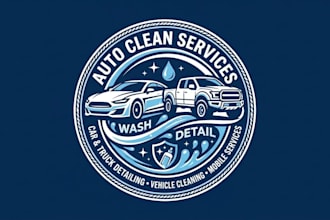 create unique car wash, auto detailing, truck detailing, vehicle cleaning logo