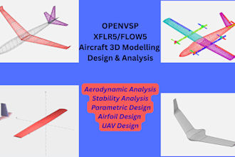 do aircraft 3d cad modeling and analysis on openvsp, flow5, xflr5