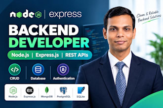 develop node js express js rest apis and backend