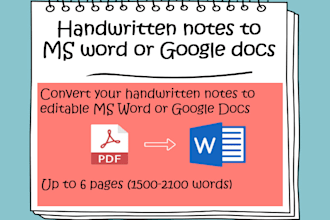 copy typing from handwritten notes to ms word or google docs