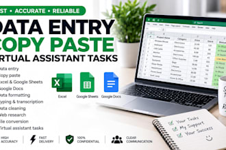 data entry, copy paste and virtual assistant task