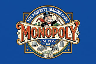 create classic and professional monopoly style logo for your brand