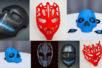 sculpt custom dj mask, 3d cosplay armor, 3d mask display 3d print and paint mask