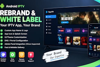 white label android iptv app with dns, branding and master panel