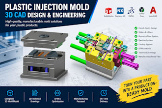 design plastic injection molds with 3d cad dfm and manufacturing