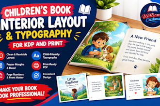 design childrens book interior layout and typography for KDP and print