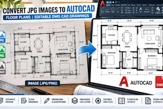 convert jpg images into autocad floor plans, editable dwg cad drawings