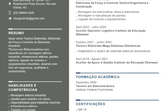 curriculum vitae profissional e organizado