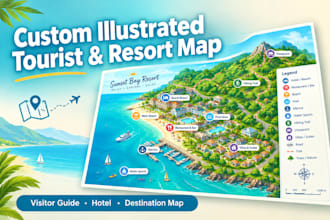 design a custom illustrated tourist map and resort visitor guide