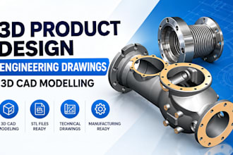 design 3d cad model, 2d technical drawing and dxf file for manufacturing