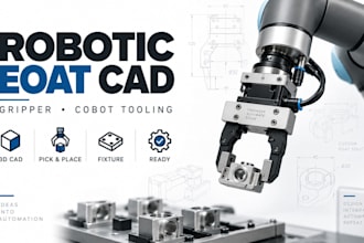 robotic end effector cad, pick and place gripper fixture and cobot tooling parts