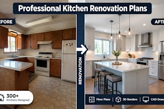 create kitchen renovation plan, remodel layout, cabinet design, plumbing drawing