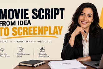 write movie script, screenplay, screenwriting, feature film script, short script