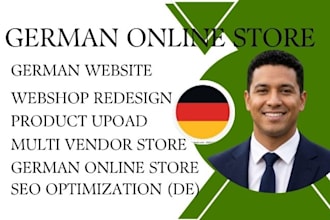build german online store webshop, upload products on german shopify woocommerce