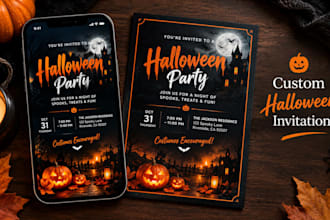 design a custom halloween party invitation or flyer