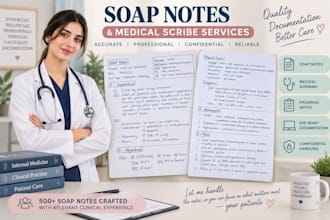 write professional soap notes and provide medical scribe services