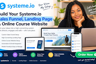 build systeme io sales funnel, systeme io landing page, online course website