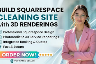 build squarespace cleaning company site with 3d service rendering