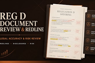 review and redline your reg d offering documents for legal accuracy and risk