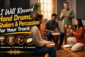 record hand drum, shakers, and percussions for your track