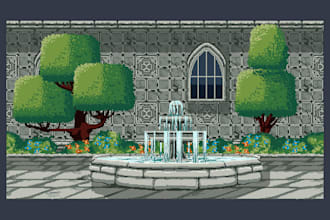 design 2d pixel art scene, pixel art background, 2d pixel art environment design