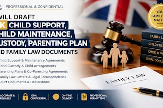 draft UK child support maintenance custody parenting plan, family law document