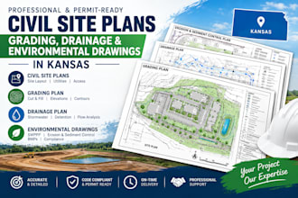 design civil site plans, grading, drainage and environmental drawings in kansas