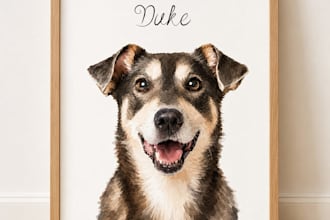 draw pet portrait, digital art, dog portrait, pet memorials
