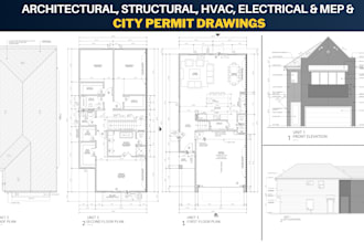 draw architectural floor plans, blueprints, permit drawings for city submission